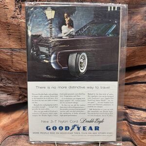 Vintage 1958 Goodyear Double Eagle 3-T Nylon Cord Tire Print Ad Car Auto Art